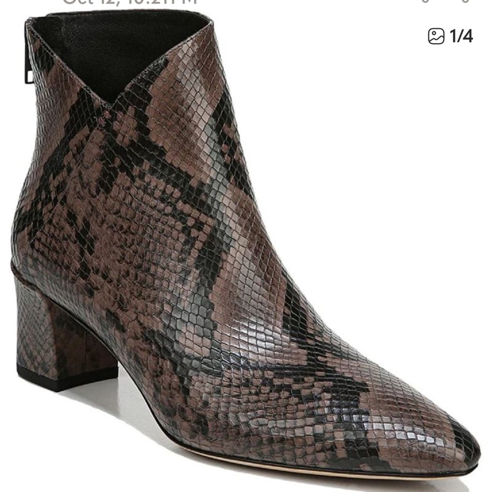 Vince Lora Women's Snakeskin Ankle Booties - Taupe/Dark Brown